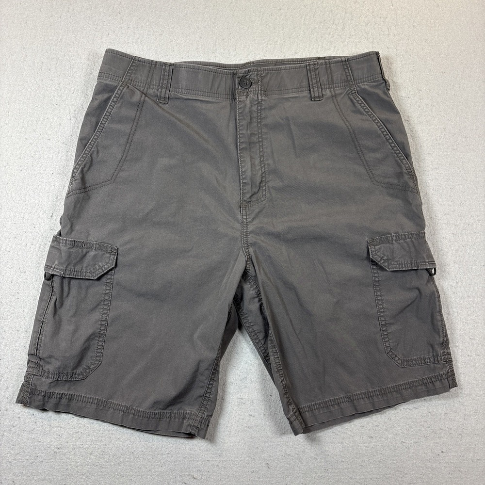 Lee Extreme Motion Shorts Men 36 Khaki Gray Cargo Pocket Canvas Hiking Outdoors
